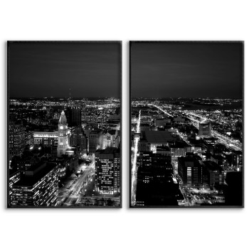 Stadsmotiv cityscape - Svartvitt tavelset i två delar