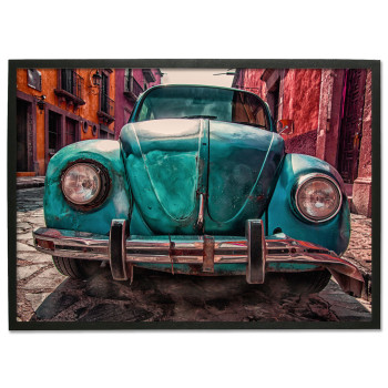 Klassisk bil Volkswagen bubbla - Turkos poster