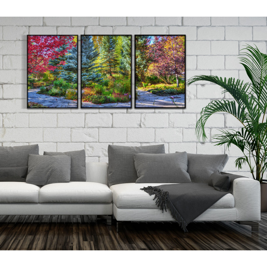 Colorful Plants in Park - Poster in Three Pieces