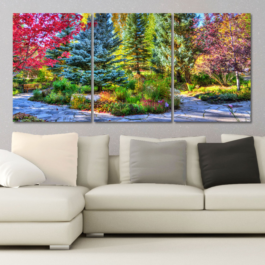 Colorful Plants in Park - Poster in Three Pieces