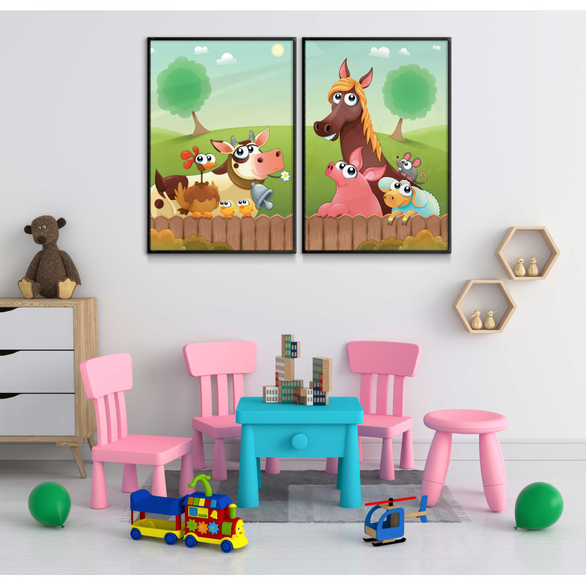 Cute Animals by the Farm - Two Piece Poster