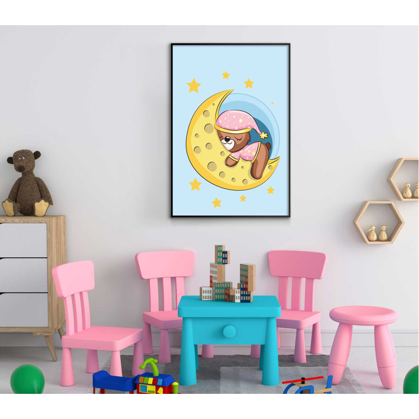 Bj&ouml;rn p&aring; m&aring;nen barntavla 50x70cm