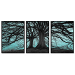 Dead Tree - Black and White Turquoise Three Piece Poster