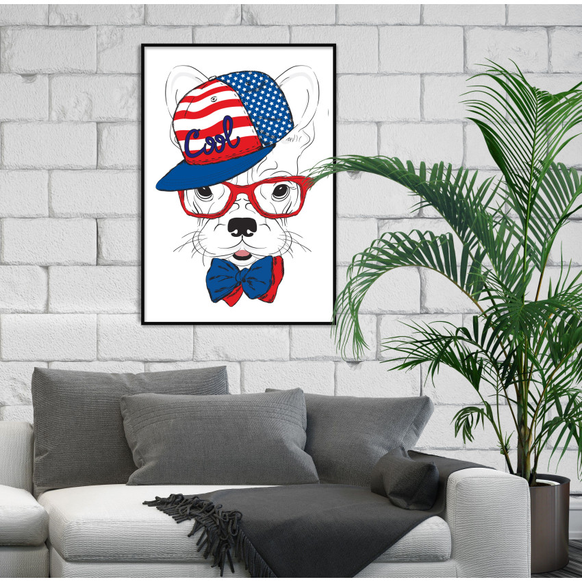 Hund med USA-keps och Glasögon - Affisch