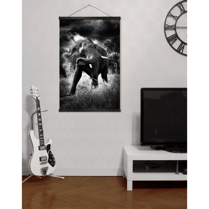Elefant i Rörelse - Svartvit Plansch