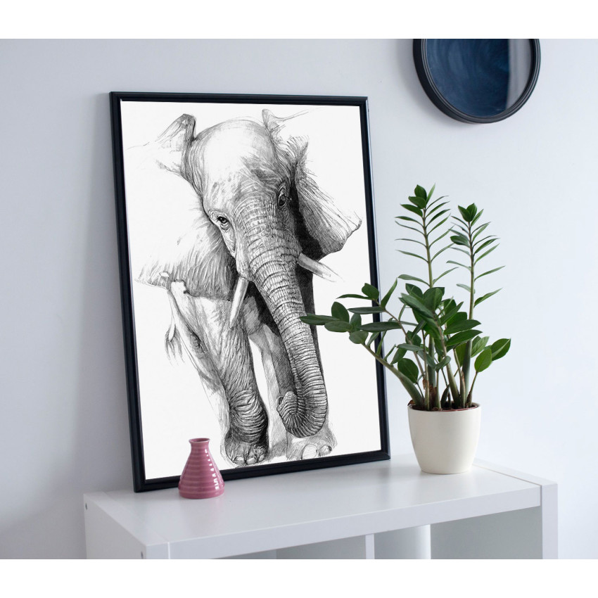Elephant Sketch - Simple Black and White Poster