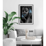 Fashion woman 50x70cm turkos & svartvit poster