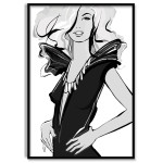 Fashion Kvinna - Svartvit Enkel Poster