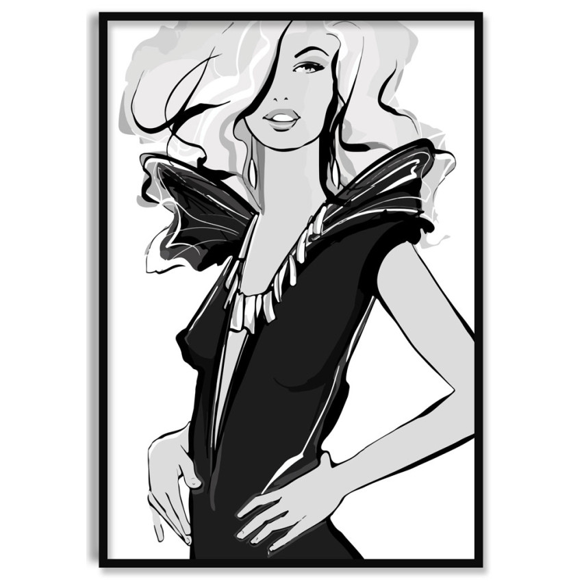 Fashion Kvinna - Svartvit Enkel Poster
