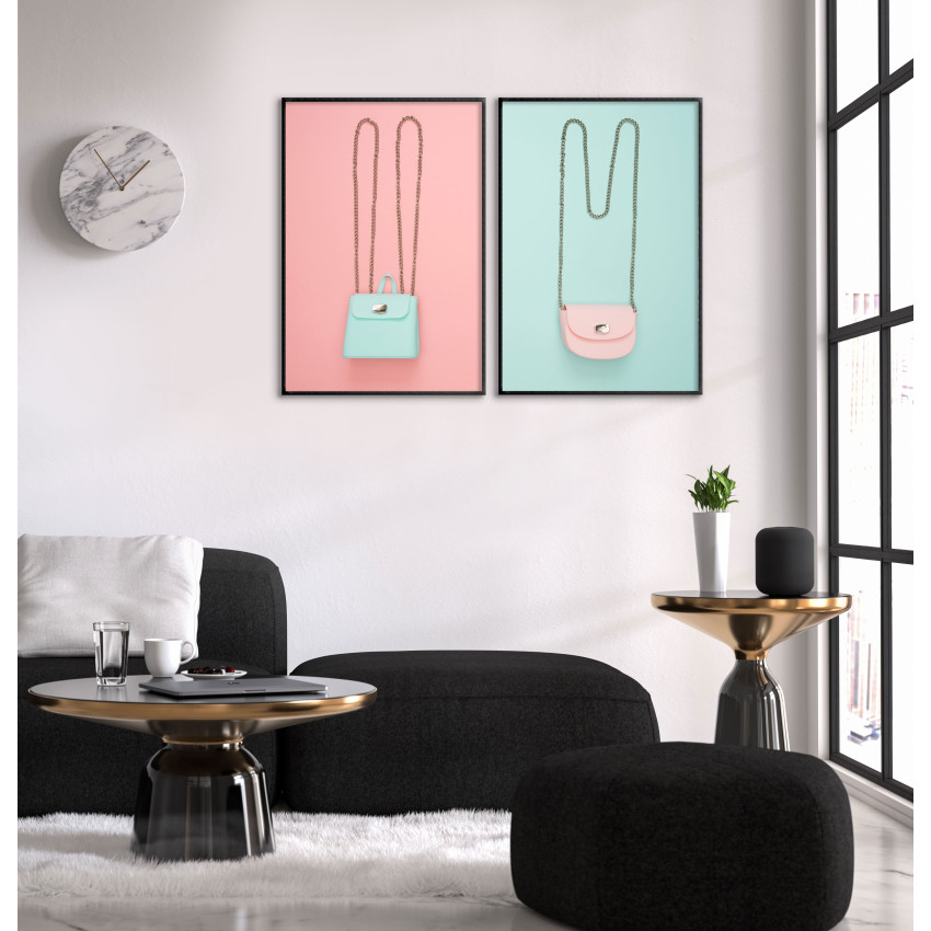 Handväskor - Rosa / turkos fashionposter i två delar