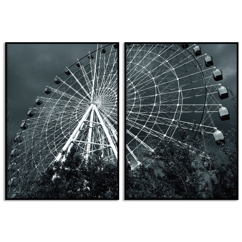 Ferris Wheel - Black and White Two Piece Poster