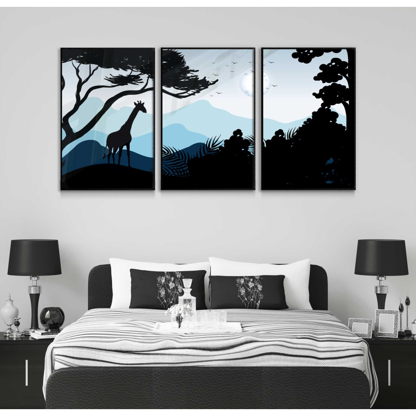 Giraff i silhuett 50x70cm x 3 posters