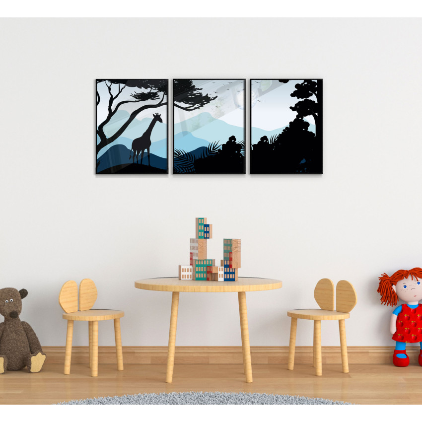 Giraff i silhuett 50x70cm x 3 posters