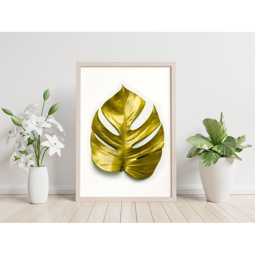 Monstera i guld (50x70cm) - Poster med fri frakt