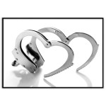 Handcluffs Heart - Black and White Poster
