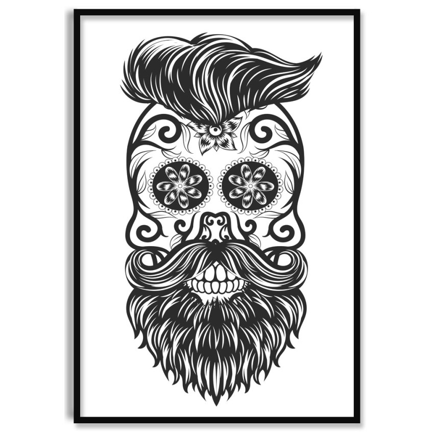Hipster Skull - Black and White Poster