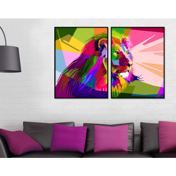 Lion - Colorful Two Piece Poster