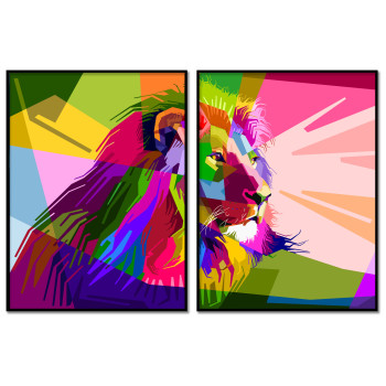 Lion - Colorful Two Piece Poster