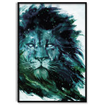 Lion Illustration - Turquoise Poster