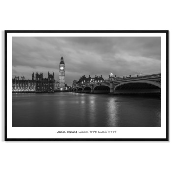 London England - Svartvit Enkel Poster