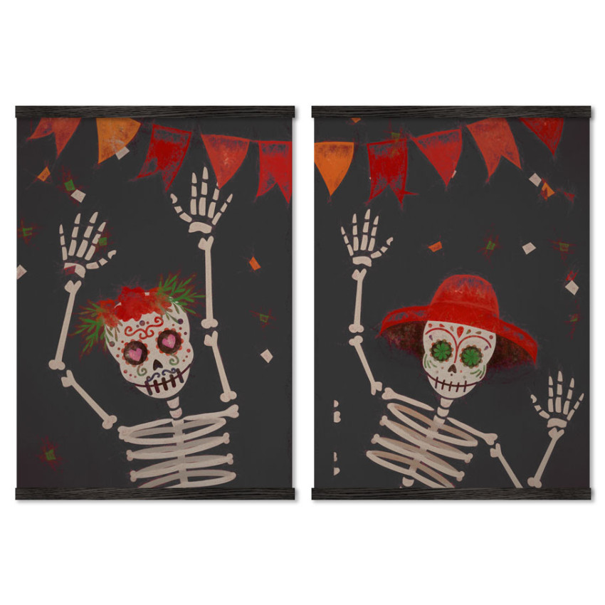 Los Muertos dödskallar - Poster tavla i två delar