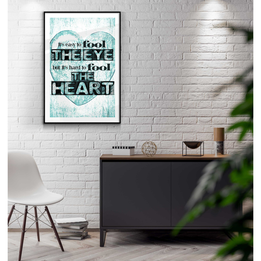 K&auml;rlekscitat med Hj&auml;rta - Enkel Turkos Poster med Text