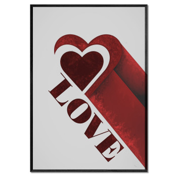 Love Text med Hj&auml;rta - R&ouml;d Poster