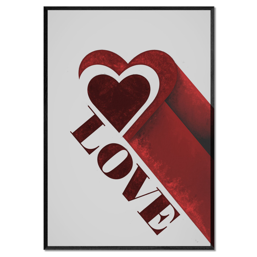 Love Text - Red Poster