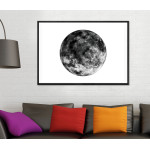 Moon and White Background - Black and White Poster