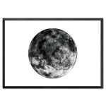 Moon and White Background - Black and White Poster