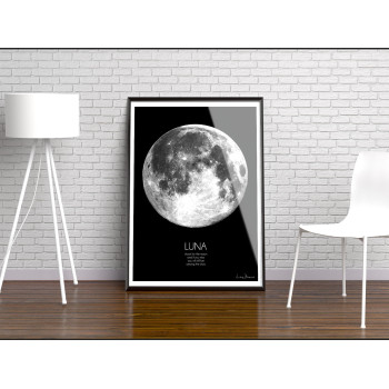 Månen Luna - Svartvit Poster med Citat