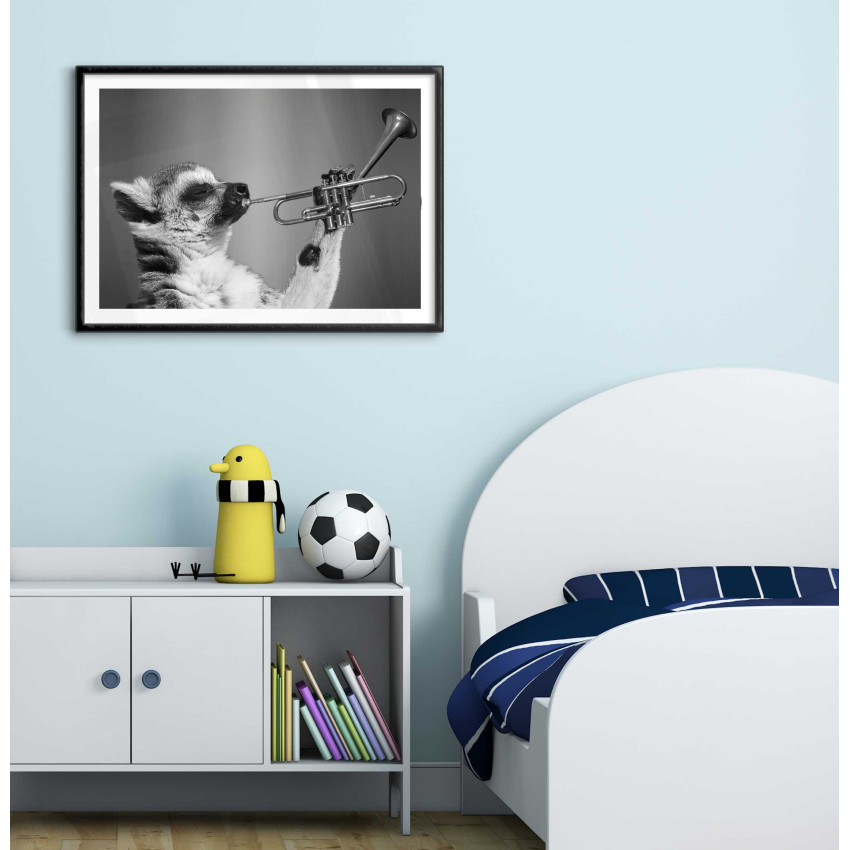Music poster 50x70 cm raccoon playing the trumpet