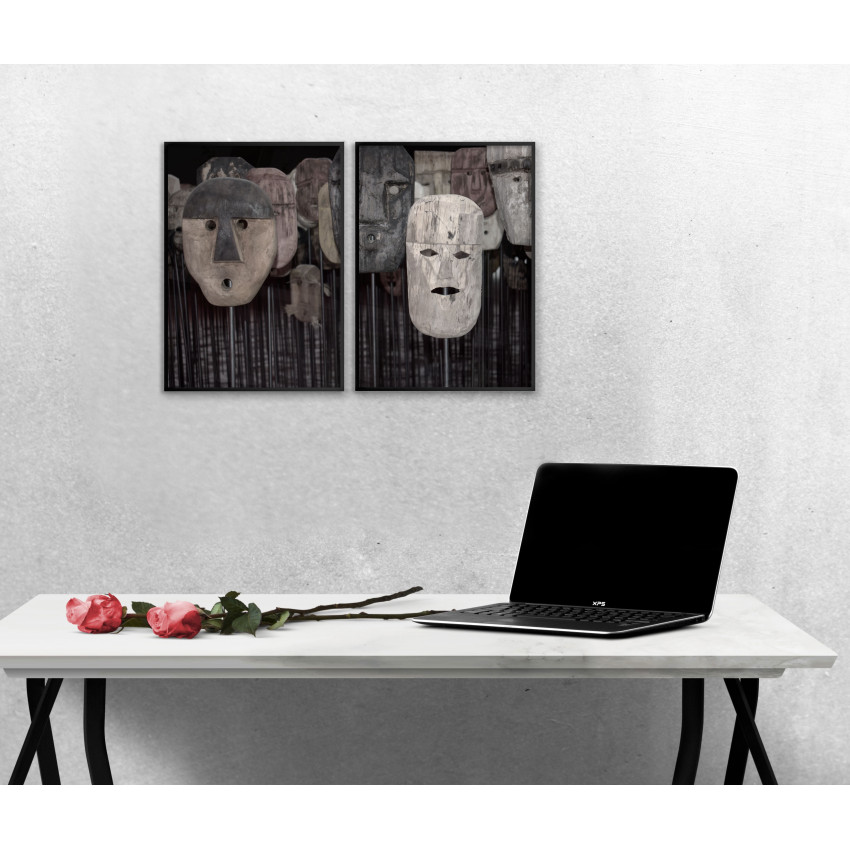 Mystiska masker i trä - Tavelset i två delar