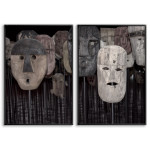 Mystiska masker i trä - Tavelset i två delar