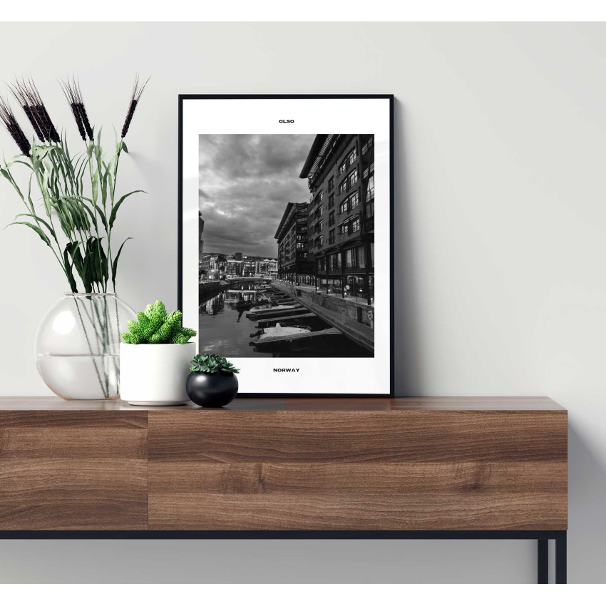 Oslo Norge Fotografi - Svartvit Stadsposter