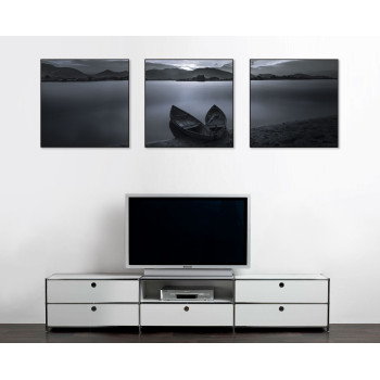 Panorama Lake and Boats - Big Poster in Three Pieces