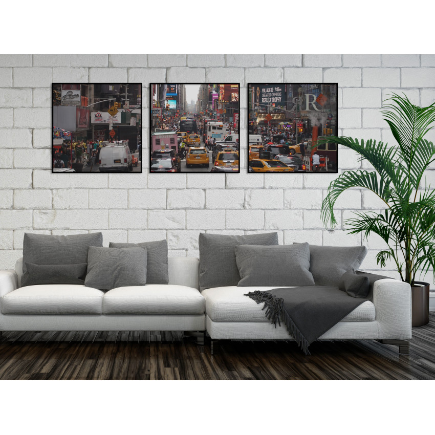 Tavla i tre delar - Time square New York & trafik