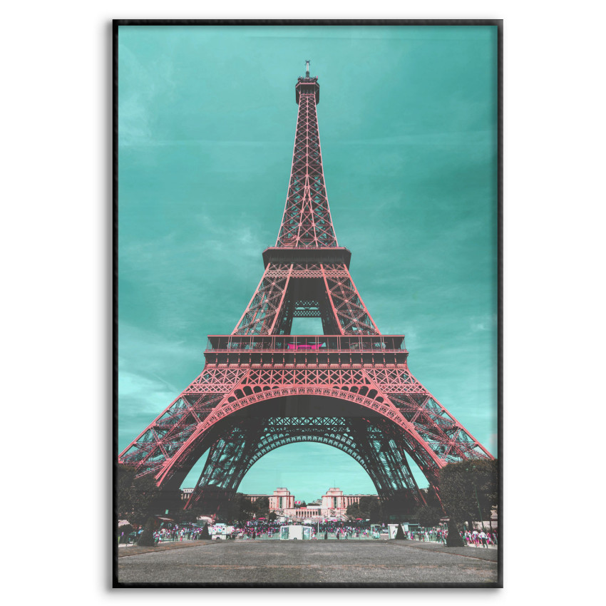 Paris Fashion Eiffeltornet - Rosa/Turkos Poster