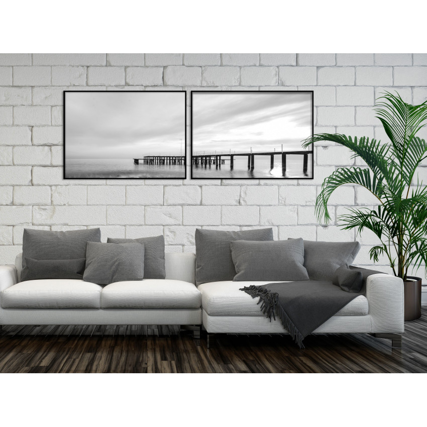 Pier Bridge - Black and White Two Piece Poster