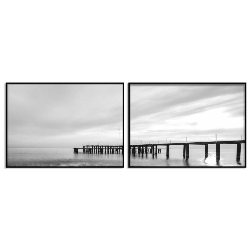 Pier Bridge - Black and White Two Piece Poster