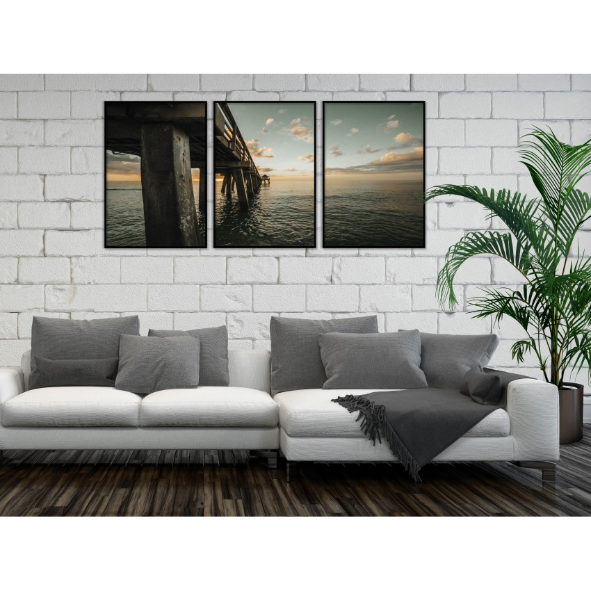 Brygga ut mot Havet - Stor Vacker Tavla i Tre delar