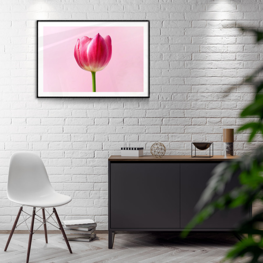 Rosa blomma - Enkel retro poster