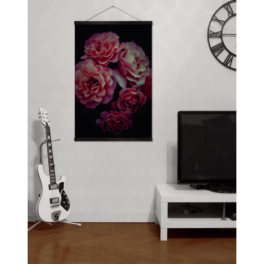 Pink Roses with Black Background - Big Poster