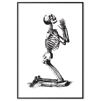 Skelett ber på knä - Svartvit poster