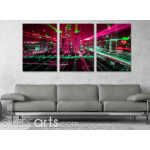 Quick Light Streaks in the City - Poster in Three Pieces