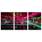 Quick Light Streaks in the City - Poster in Three Pieces