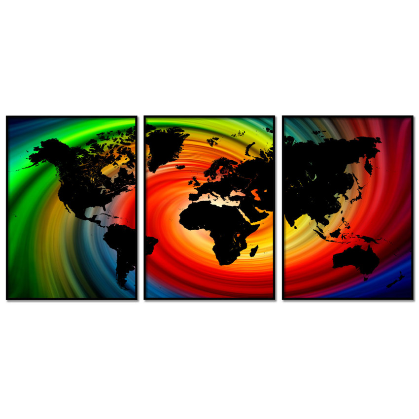 Quite a Colorful World Map - Poster in Three Pieces