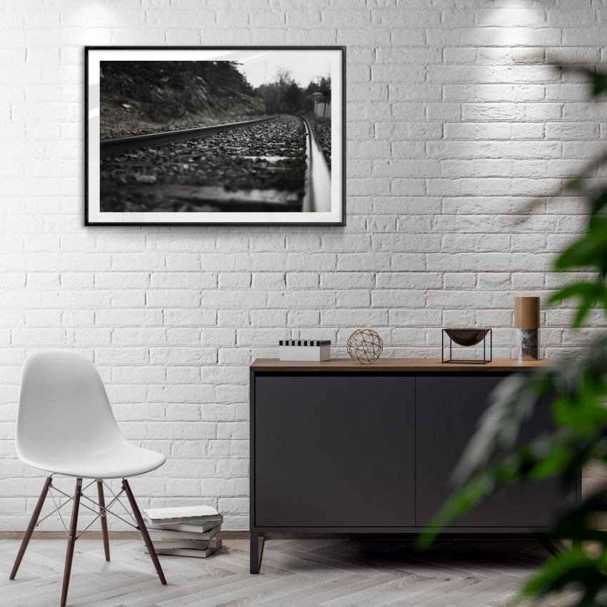 Järnväg i svartvitt - Poster med fotografi