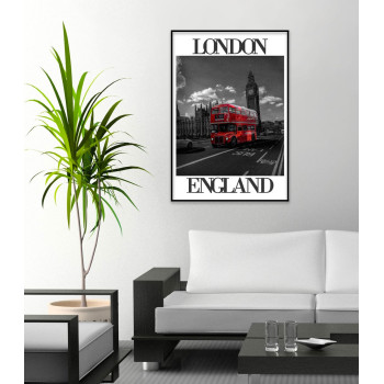 R&ouml;d Buss och Big Ben i London - Svartvit/r&ouml;d Poster