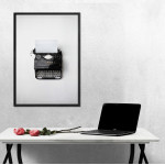 Retro Typewriter - Black and White Poster